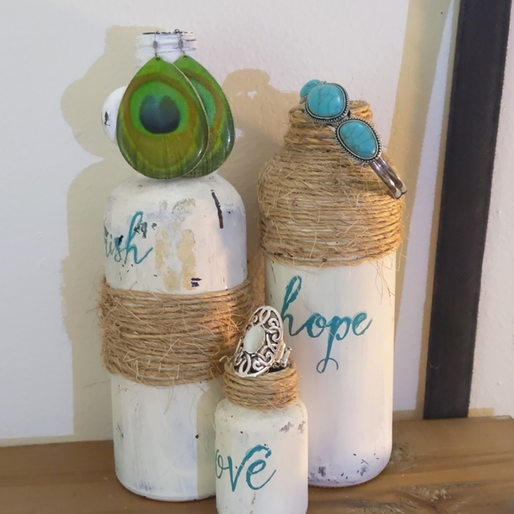 Cherish, Hope & Love Hand Painted Jars - Picture 3 of 3